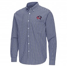 Columbus Blue Jackets Antigua Navy Ellis Tri-Blend Long Sleeve Button-Down Shirt