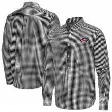 Columbus Blue Jackets Antigua Black Ellis Tri-Blend Long Sleeve Button-Down Shirt