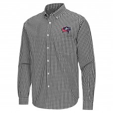Columbus Blue Jackets Antigua Black Ellis Tri-Blend Long Sleeve Button-Down Shirt