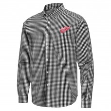 Detroit Red Wings Antigua Black Ellis Tri-Blend Long Sleeve Button-Down Shirt