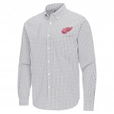 Detroit Red Wings Antigua Gray Ellis Tri-Blend Long Sleeve Button-Down Shirt