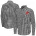 Calgary Flames Antigua Black Ellis Tri-Blend Long Sleeve Button-Down Shirt