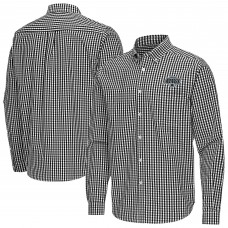 Los Angeles Kings Antigua Black Ellis Tri-Blend Long Sleeve Button-Down Shirt
