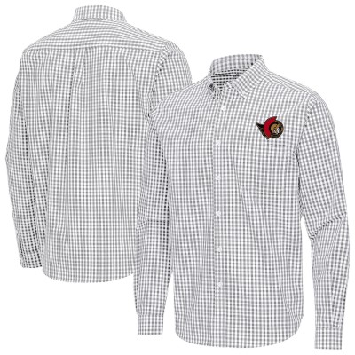 Ottawa Senators Antigua Gray Ellis Tri-Blend Long Sleeve Button-Down Shirt