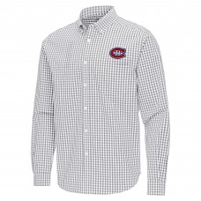 Montreal Canadiens Antigua Gray Ellis Tri-Blend Long Sleeve Button-Down Shirt