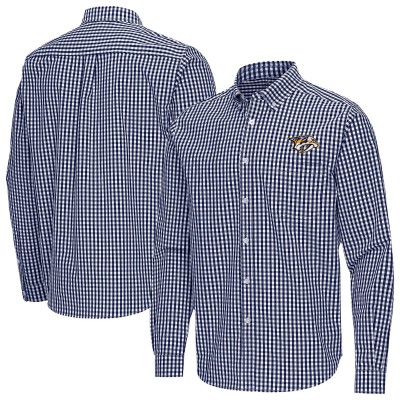 Nashville Predators Antigua Navy Ellis Tri-Blend Long Sleeve Button-Down Shirt