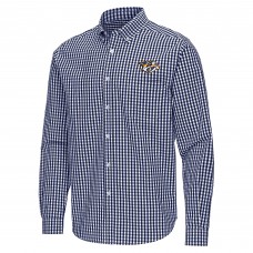 Nashville Predators Antigua Navy Ellis Tri-Blend Long Sleeve Button-Down Shirt