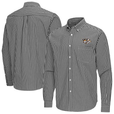 Nashville Predators Antigua Black Ellis Tri-Blend Long Sleeve Button-Down Shirt