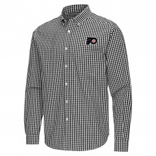 Philadelphia Flyers Antigua Black Ellis Tri-Blend Long Sleeve Button-Down Shirt