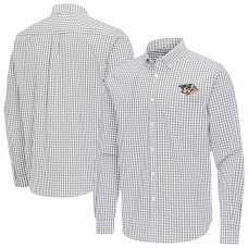 Nashville Predators Antigua Gray Ellis Tri-Blend Long Sleeve Button-Down Shirt