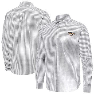 Nashville Predators Antigua Gray Ellis Tri-Blend Long Sleeve Button-Down Shirt