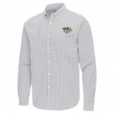 Nashville Predators Antigua Gray Ellis Tri-Blend Long Sleeve Button-Down Shirt