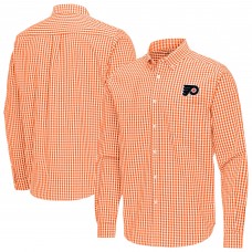 Philadelphia Flyers Antigua Orange Ellis Tri-Blend Long Sleeve Button-Down Shirt