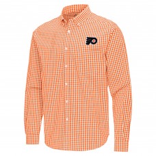 Philadelphia Flyers Antigua Orange Ellis Tri-Blend Long Sleeve Button-Down Shirt