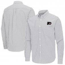 Philadelphia Flyers Antigua Gray Ellis Tri-Blend Long Sleeve Button-Down Shirt