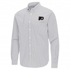 Philadelphia Flyers Antigua Gray Ellis Tri-Blend Long Sleeve Button-Down Shirt