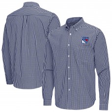 New York Rangers Antigua Navy Ellis Tri-Blend Long Sleeve Button-Down Shirt New York Rangers Antigua Navy Ellis Tri-Blend Long Sleeve Button-Down Shirt