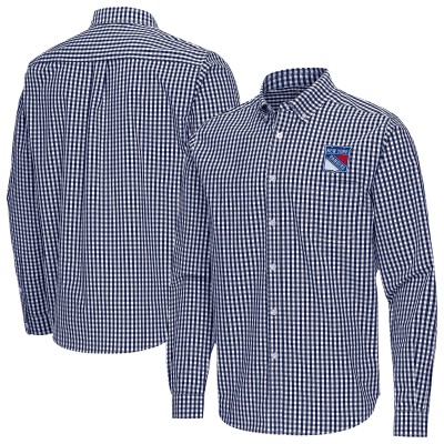 New York Rangers Antigua Navy Ellis Tri-Blend Long Sleeve Button-Down Shirt