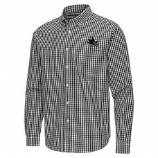 San Jose Sharks Antigua Black Ellis Tri-Blend Long Sleeve Button-Down Shirt