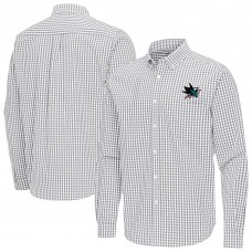 San Jose Sharks Antigua Gray Ellis Tri-Blend Long Sleeve Button-Down Shirt