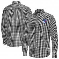 New York Rangers Antigua Black Ellis Tri-Blend Long Sleeve Button-Down Shirt New York Rangers Antigua Black Ellis Tri-Blend Long Sleeve Button-Down Shirt