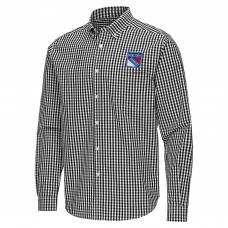 New York Rangers Antigua Black Ellis Tri-Blend Long Sleeve Button-Down Shirt New York Rangers Antigua Black Ellis Tri-Blend Long Sleeve Button-Down Shirt