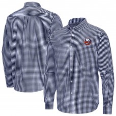 New York Islanders Antigua Navy Ellis Tri-Blend Long Sleeve Button-Down Shirt
