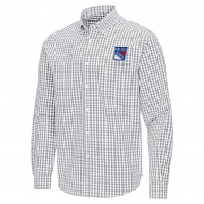 New York Rangers Antigua Gray Ellis Tri-Blend Long Sleeve Button-Down Shirt New York Rangers Antigua Gray Ellis Tri-Blend Long Sleeve Button-Down Shirt