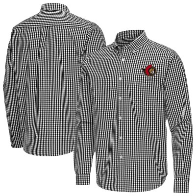 Ottawa Senators Antigua Black Ellis Tri-Blend Long Sleeve Button-Down Shirt