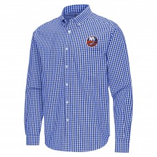 New York Islanders Antigua Royal Ellis Tri-Blend Long Sleeve Button-Down Shirt