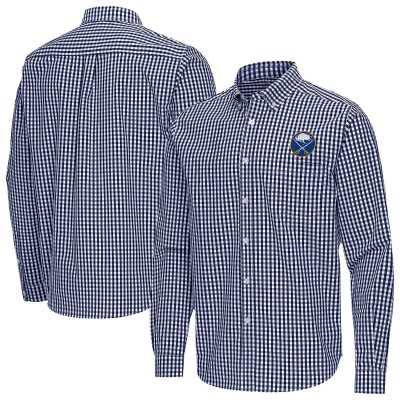Buffalo Sabres Antigua Navy Ellis Tri-Blend Long Sleeve Button-Down Shirt