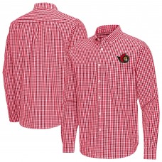 Ottawa Senators Antigua Red Ellis Tri-Blend Long Sleeve Button-Down Shirt