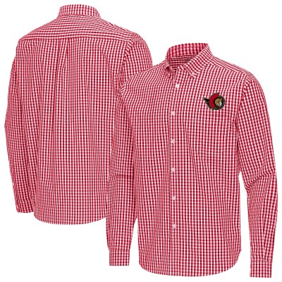 Ottawa Senators Antigua Red Ellis Tri-Blend Long Sleeve Button-Down Shirt