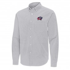 Columbus Blue Jackets Antigua Gray Porter Woven Tri-Blend Long Sleeve Button-Down Shirt