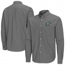 Dallas Stars Antigua Black Porter Woven Tri-Blend Long Sleeve Button-Down Shirt