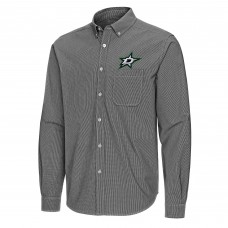 Dallas Stars Antigua Black Porter Woven Tri-Blend Long Sleeve Button-Down Shirt