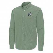 Dallas Stars Antigua Hunter Green Porter Woven Tri-Blend Long Sleeve Button-Down Shirt