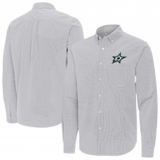 Dallas Stars Antigua Gray Porter Woven Tri-Blend Long Sleeve Button-Down Shirt
