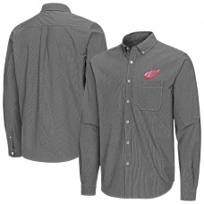 Detroit Red Wings Antigua Black Porter Woven Tri-Blend Long Sleeve Button-Down Shirt