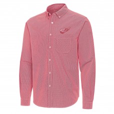 Detroit Red Wings Antigua Red Porter Woven Tri-Blend Long Sleeve Button-Down Shirt