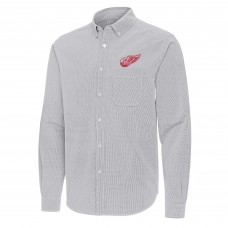 Detroit Red Wings Antigua Gray Porter Woven Tri-Blend Long Sleeve Button-Down Shirt