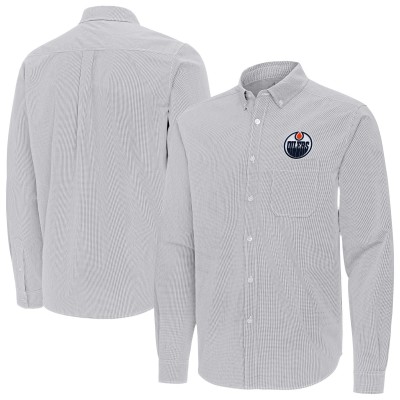 Рубашка Edmonton Oilers Antigua Gray Porter Woven Tri-Blend
