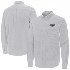 Los Angeles Kings Antigua Gray Porter Woven Tri-Blend Long Sleeve Button-Down Shirt