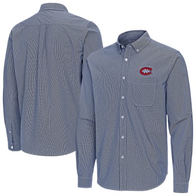 Montreal Canadiens Antigua Navy Porter Woven Tri-Blend Long Sleeve Button-Down Shirt