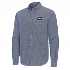 Montreal Canadiens Antigua Navy Porter Woven Tri-Blend Long Sleeve Button-Down Shirt