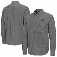 Columbus Blue Jackets Antigua Black Porter Woven Tri-Blend Long Sleeve Button-Down Shirt