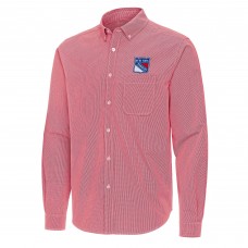 Рубашка New York Rangers Antigua Red Porter Woven Tri-Blend Рубашка New York Rangers Antigua Red Porter Woven Tri-Blend