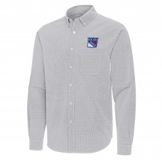 New York Rangers Antigua Gray Porter Woven Tri-Blend Long Sleeve Button-Down Shirt New York Rangers Antigua Gray Porter Woven Tri-Blend Long Sleeve Button-Down Shirt