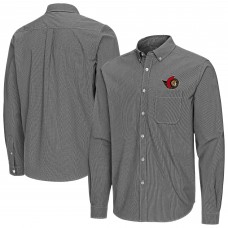 Ottawa Senators Antigua Black Porter Woven Tri-Blend Long Sleeve Button-Down Shirt