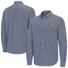 Nashville Predators Antigua Navy Porter Woven Tri-Blend Long Sleeve Button-Down Shirt